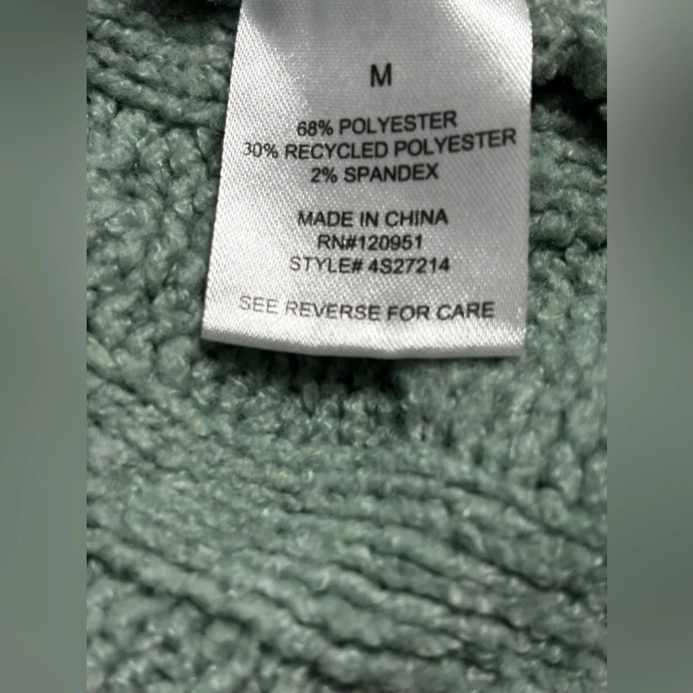 Pink Rose Cable Knit Cropped Sweater Sage Green Size M New
